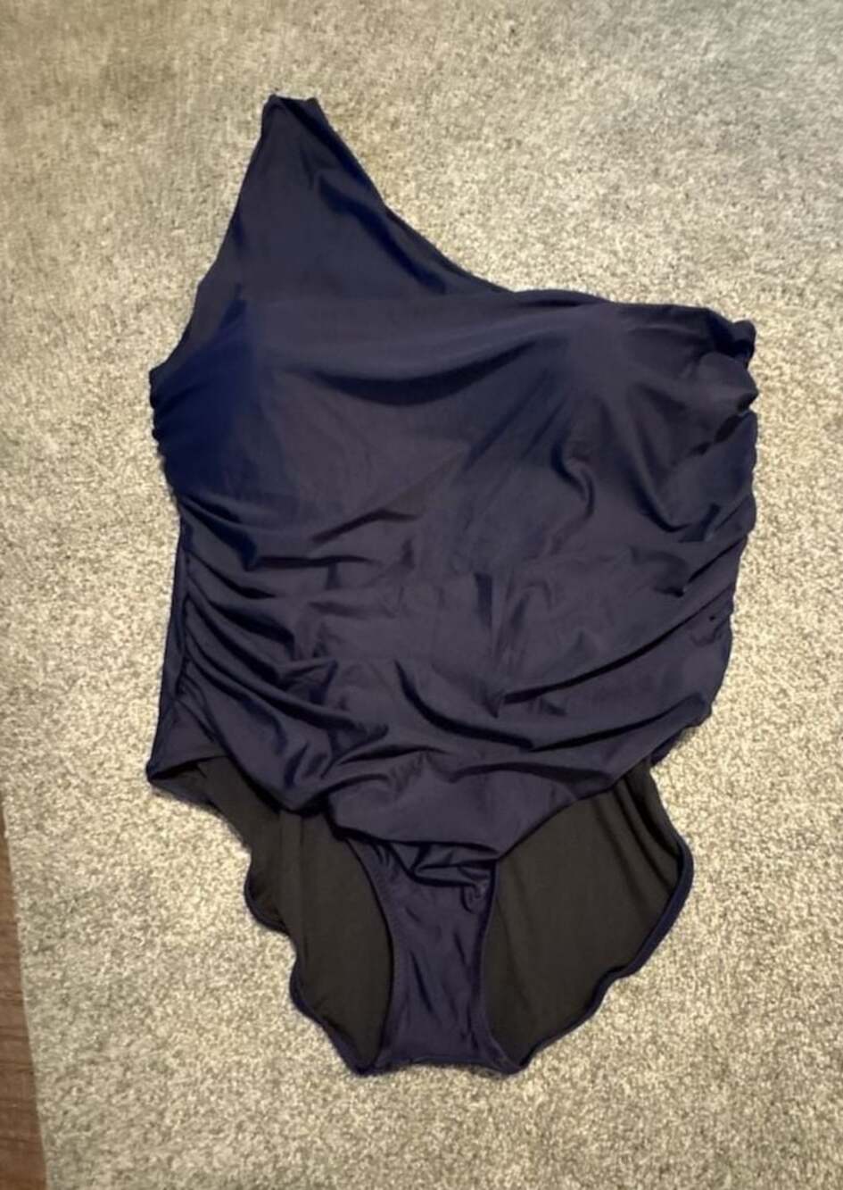 J.Crew Ruched One-Shoulder One-Piece Swimsuit Navy Size 24 NWT